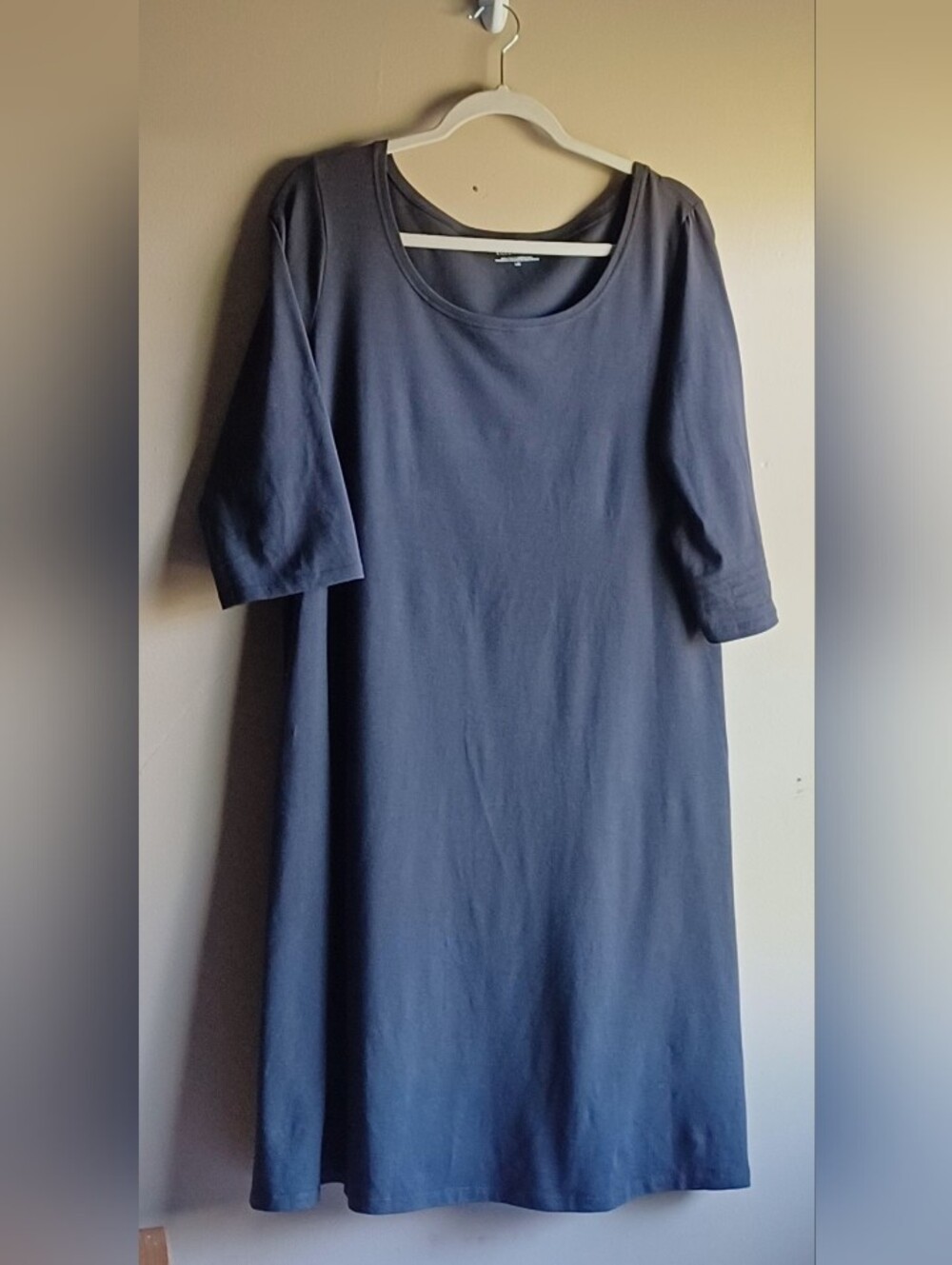 EILEEN FISHER Charcoal Grey Women's 3/4 Sleevess Shirt Dress